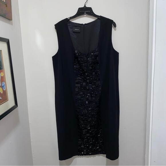 AKRIS Black Dress Size 16 Square Neck Knee Length Stud Embellishments MSRP $2500 - Picture 6 of 13